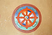 Ladakh - Likir gompa, mural paintings: the 'Eight Auspicious Symbols' 